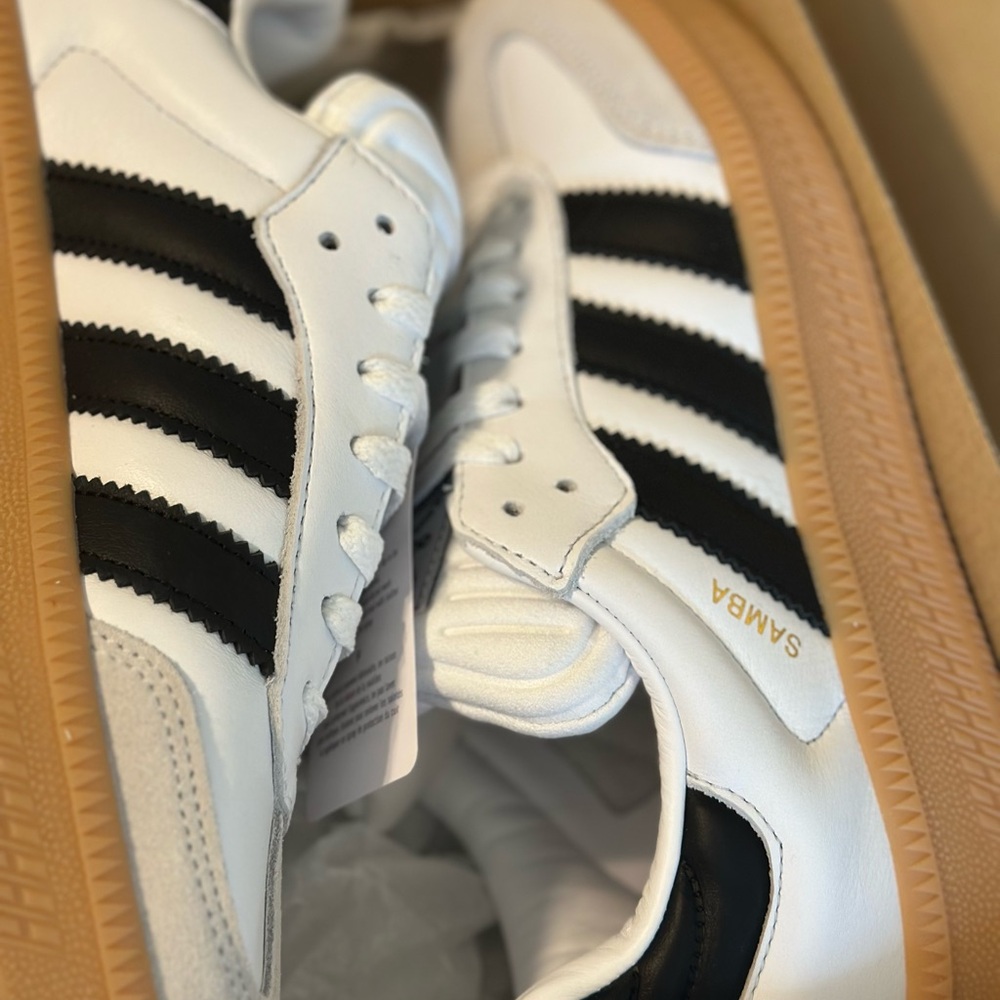 Adidas White and Black Sambas Sneakers